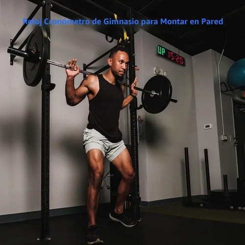 Vista 5 de LUCORB Temporizador de gimnasio - Reloj de pared digital grande para gimnasio con barra de progreso de tiempo de intervalo, cronómetro de cuenta