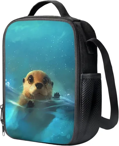 Vista 3 de Mochila 3D Otter para niños de 9 a 11 años, bonita mochila para niñas para la escuela, mochila elegante para niños con lonchera y bolsa
