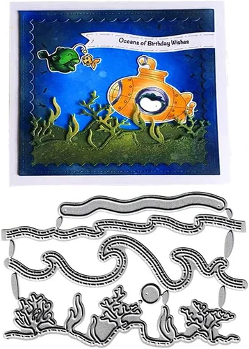 Vista 10 de Troqueles de corte de coral de algas marinas, caracolas de estrella de mar de mar, plantillas de metal en relieve para tarjetas de álbumes