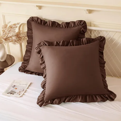 Vista 18 de KKJIAF Paquete de 2 fundas de almohada con volantes de 18 x 18 pulgadas