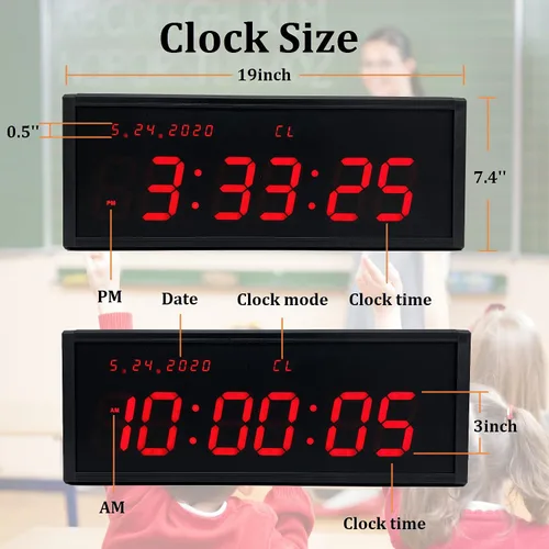 Vista 2 de Temporizador de gimnasio con temporizador de intervalos de calendario de pared digital remoto para entrenamiento