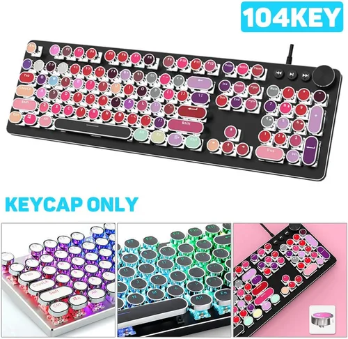 Vista 3 de Teclas, 104 unids/set de PBT Universal Ronda de la Tapa de Teclas Teclas para Cherry MX Teclado Mecánico - Blanco