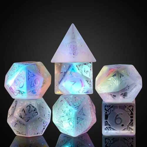 Vista 18 de UDIXI Juego de dados de piedras preciosas de amatista, dados DND de piedra de cristal D&D con estuche de regalo para juegos de rol y juegos de mesa