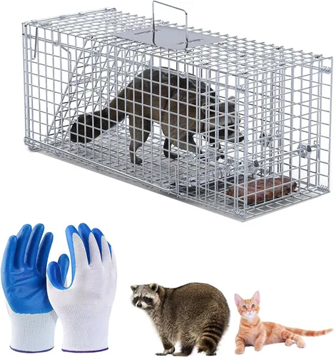 Vista 9 de Trampa de jaula animal vivo de 23,3", alambre galvanizado plegable
