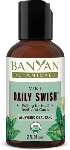Vista 12 de Banyan Botanicals Paquetes de viaje orgánicos diarios de menta Swish – 12 unidades – Aceite ayurvédico para enjuague bucal para la salud bucal