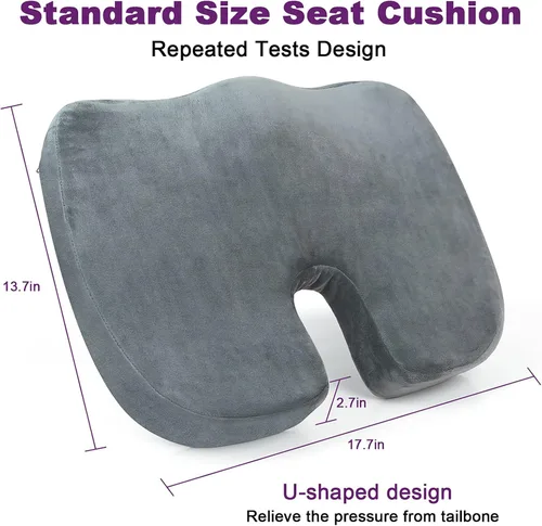 Vista 2 de Cojín de asiento de espuma viscoelástica de gel: Cojines ergonómicos ortopédicos de cuña para aliviar el dolor de espalda lumbar y coxis y ciática