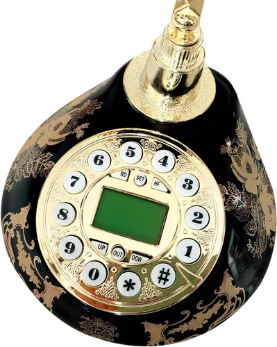 Vista 5 de Teléfono fijo de cerámica con cable, negro, teléfono casero decorativo clásico para la decoración de la oficina
