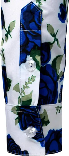 Vista 6 de ZEROYAA Camisas de vestir de manga larga con botones y estampado 3D para hombre, diseño urbano