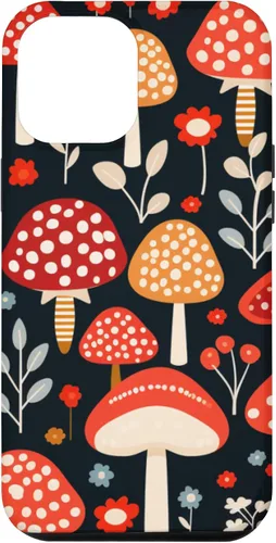 Vista 6 de Funda con estampado de hongos estéticos para iPhone 15 con diseño de hongos retro adorable