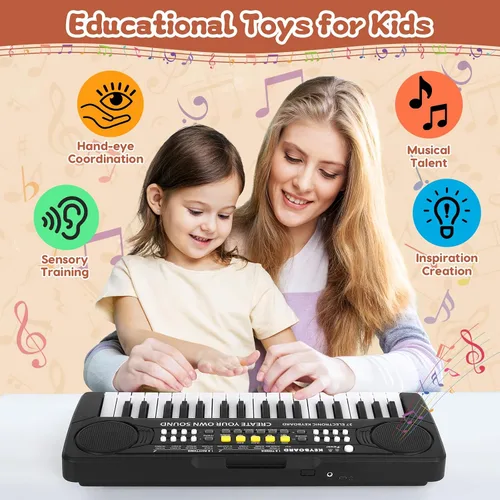 Vista 4 de Teclado de Piano de 37 Teclas Mejorado para Niños, Juguetes Musicales para Niñas de 3, 4, 5, 6 Años, Teclados y Pianos para Principiantes