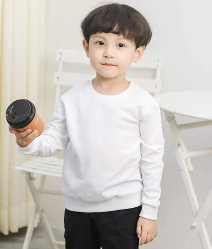Vista 4 de Sudadera delgada con cuello redondo para niñas, camiseta deportiva de algodón de manga larga para niños pequeños