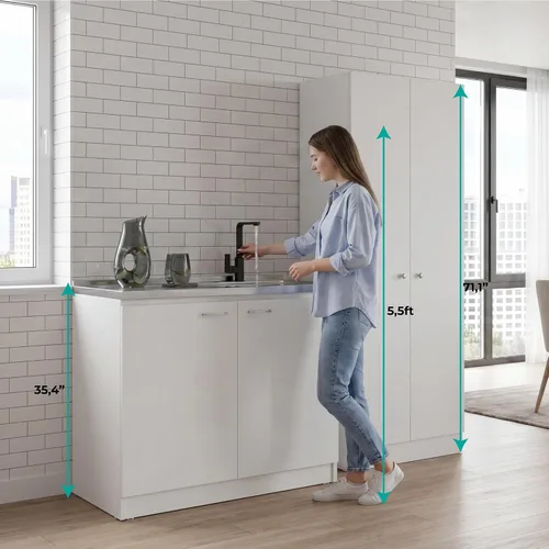 Vista 8 de Tuhome Furniture Belmont - Juego de cocina (2 piezas), color blanco