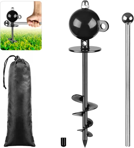 Vista 21 de SELEWARE Cable de amarre y estaca para perros, anclaje giratorio de 17 pulgadas a prueba de óxido con cable resistente de 15 pies para perros