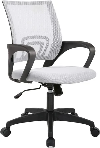 Vista 20 de Meet perfect Silla de oficina con respaldo medio, moderna silla ejecutiva de escritorio para computadora, silla giratoria con ruedas, silla