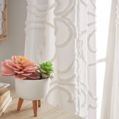Vista 5 de Peri Home Gates - Cortina de felpilla copetuda con bolsillo para barra, par de paneles de 84 pulgadas, color blanco