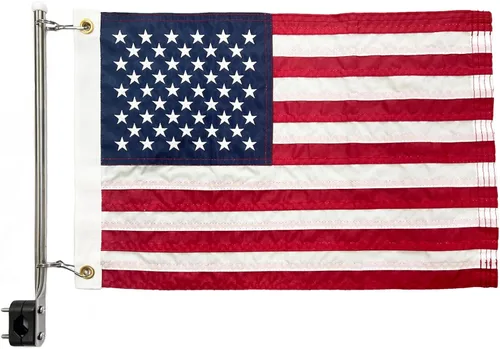 Vista 10 de SYII Bandera estadounidense de 12 x 18 pulgadas, bordado de 50 estrellas, enseña náutica, banderas de barco de Estados Unidos con 2 ojales de latón