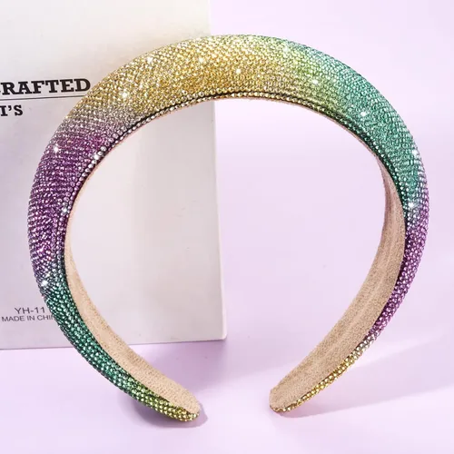 Vista 2 de FAERLIIRY Diadema de Mardi Gras con diamantes de imitación brillantes para mujer, para carnaval, desfile de carnaval, banda ancha acolchada