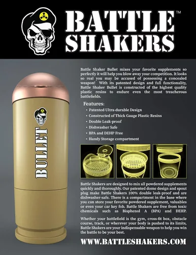Vista 7 de Bullet Shaker Cup Botella agitadora con temática militar Taza de proteína a prueba de fugas con compartimento de almacenamiento Mezcla