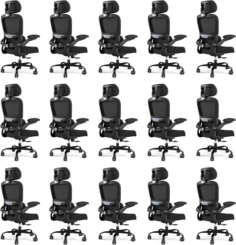 Vista 22 de TRALT - Silla de oficina ergonómica con soporte lumbar, color beige, 1