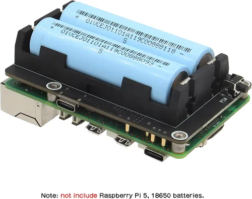 Vista 8 de Geekworm X1200 5V UPS HAT Junta de expansión para Raspberry Pi 5 Max 5.1V 5A Output, Power Management, Auto Power On, Safe Shutdown, Power Loss