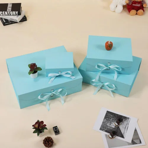 Vista 6 de GoooodGift Caja de regalo grande azul, 1 paquete de 13.5 x 11 x 5.3 pulgadas, caja de regalo de lujo para regalos con tapa de cierre magnético