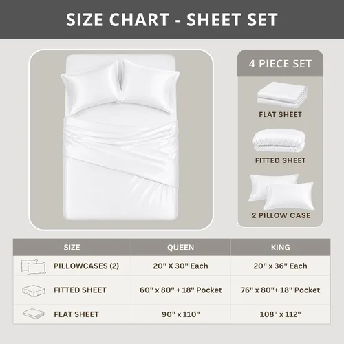 Vista 9 de Sábanas 100% Tencel, bolsillo profundo de 18 pulgadas Blanco brillante