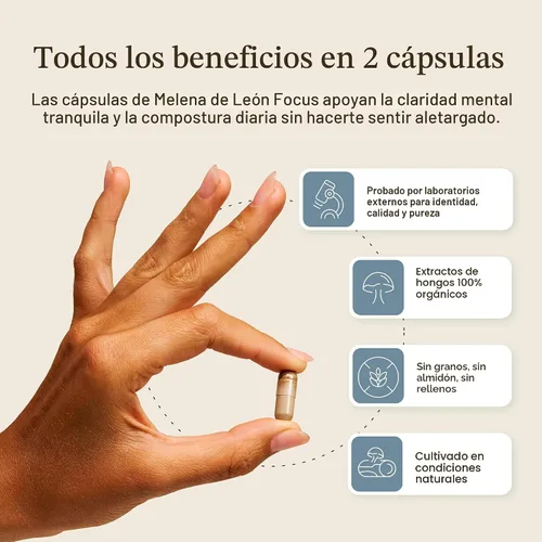 Vista 8 de Fórmula tranquila de hongos reales con melena de león y reishi, 90