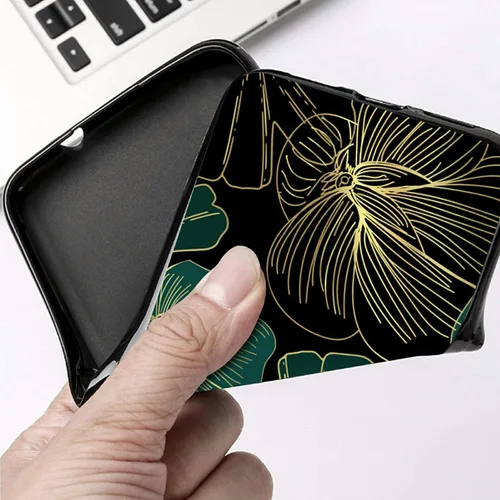 Vista 5 de Funda delgada para Moto Edge 2021 TPU con diseño de hojas de arte, cubierta de protección de cuerpo completo de goma de gel suave para Motorola Edge