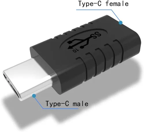 Vista 4 de Adaptador USB C macho a USB C hembra, convertidor, compatible con sincronización de datos y carga, adecuado para teléfonos móviles, computadoras