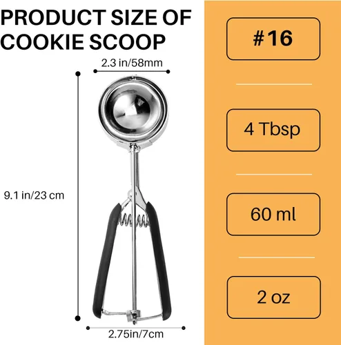 Vista 2 de JUNADAEL J Cuchara de galletas de 4 cucharadas, cucharadas de galletas de 2 onzas para hornear, cuchara para magdalenas para hornear, agarre cómodo