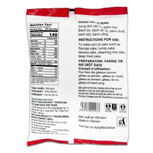 Vista 2 de Vinh Thuan — Almidón de arroz — Sin gluten — Bot Gao, 1 bolsa (14.1 onzas, paquete de 3)