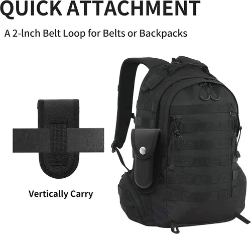 Vista 5 de Funda de nailon para cuchillos de bolsillo, bolsa multiherramienta de 4 pulgadas, funda plegable para cinturón de cuchillo con cierre a presión