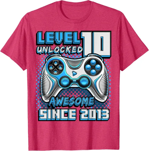 Vista 27 de Level 10 Unlocked Awesome 2013 Video Game 10th Birthday Boy T-Shirt, Negro