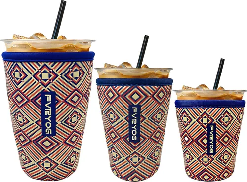 Vista 67 de Fundas de neopreno reutilizables aisladas para café helado, fundas para tazas de café helado, fundas para bebidas heladas y calientes