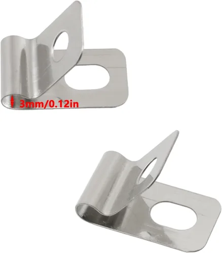 Vista 3 de Antrader Clips de cable tipo R, abrazaderas de cable de 0.12 pulgadas con tornillos, acero inoxidable 304, 100