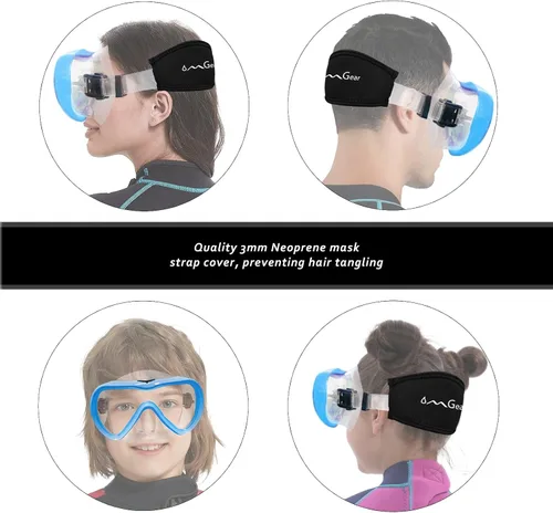 Vista 4 de OMGear - Gafas de natación con cubierta para la nariz, máscara de buceo y esnórquel, máscara para niños y adultos, máscara de esnórquel para buceo