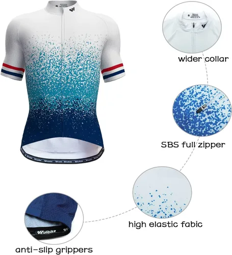Vista 4 de Lo.gas Maillot de ciclismo para hombre, manga cortalarga, camisas de ciclismo con cremallera completa con bolsillos, ropa de bicicleta de carretera