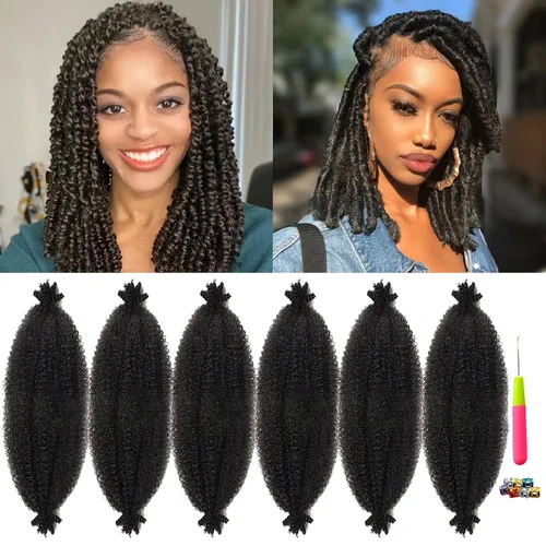 Vista 11 de Cabello para trenzar de 10 pulgadas para locs suaves sintéticos, trenzas de ganchillo Passion Spring Cuban Twist Hair Butterfly Loc Marley Twist