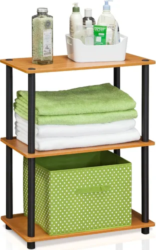Vista 74 de Furinno Turn-N-Tube - Estantes de almacenamiento, estante para libros de 3 niveles, estante esquinero, estantes abiertos sin herramientas