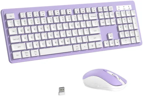 Vista 7 de Links9+ Teclado y mouse inalámbricos, diseño silencioso de perfil bajo (negro verde)