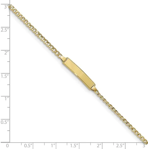 Vista 3 de Pulsera de identificación de eslabones cubanos de oro amarillo de 10 quilates con etiqueta de identificación grabable con cierre de mosquetón de 7