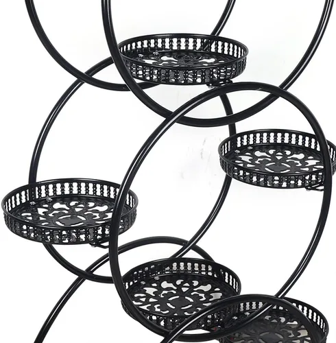 Vista 5 de Soporte de metal para plantas de 6 niveles con ruedas, soporte para macetas para plantas de interior, soporte para plantas de interior, soporte