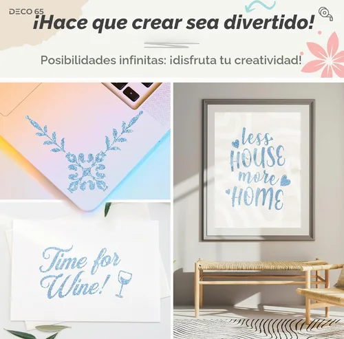 Vista 2 de VViViD DECO65 - Rollo de vinilo azul con purpurina para manualidades (1 pie x 6 pies), adhesivo permanente