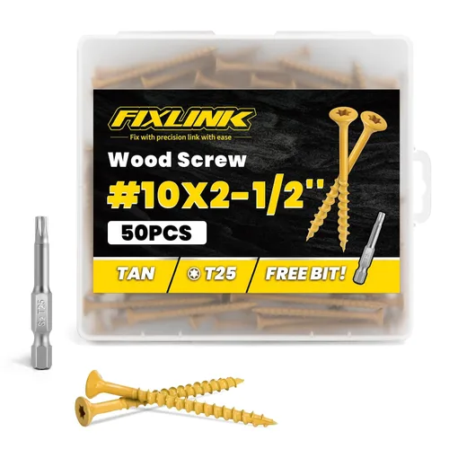 Vista 9 de Tornillos para madera de 2-1/2 pulgadas, tornillos para terraza FIXLINK #10 x 2-1/2", 310 piezas, recubiertos con epoxi, broca de estrella T25
