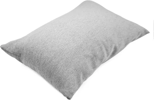 Vista 4 de Funda de almohada lumbar de lino gris oscuro de 19 x 11 pulgadas