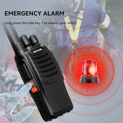 Vista 6 de Retevis Walkie Talkies H-777 con micrófono de hombro, radios de 2 vías de largo alcance, sin licencia, linterna LED, portátil, resistente a