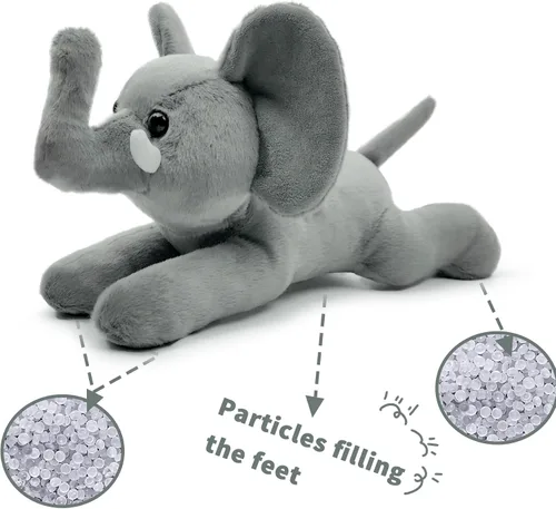 Vista 4 de Animal de peluche de elefante para niños, juguete de peluche realista de 8 pulgadas, animales con postura acostada, lindos elefantes de peluche
