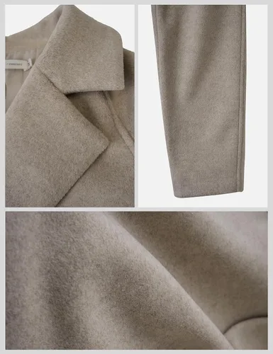 Vista 3 de Abrigo largo básico en forma de H con solapa casual para mujer de invierno