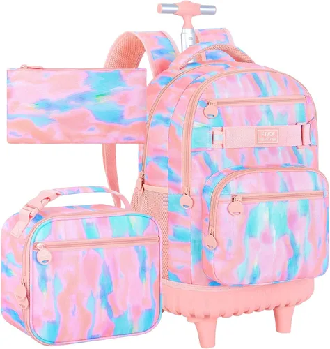Vista 14 de 3 piezas de mochila rodante para mujeres y hombres, bolsa de 21 pulgadas para adultos con ruedas, juego de mochilas con ruedas para niñas y niños