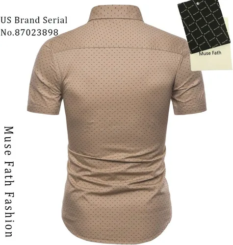 Vista 2 de MUSE FATH Camisa de vestir estampada para hombre, de algodón, casual, de manga corta, ajuste regular